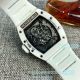 High Clone  Richard Mille RM 055 White Rubber Strap Black dial Watch (1)_th.jpg